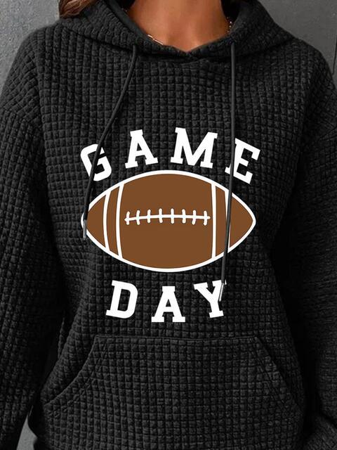 Full Size GAME DAY Graphic Drawstring Hoodie - Immenzive