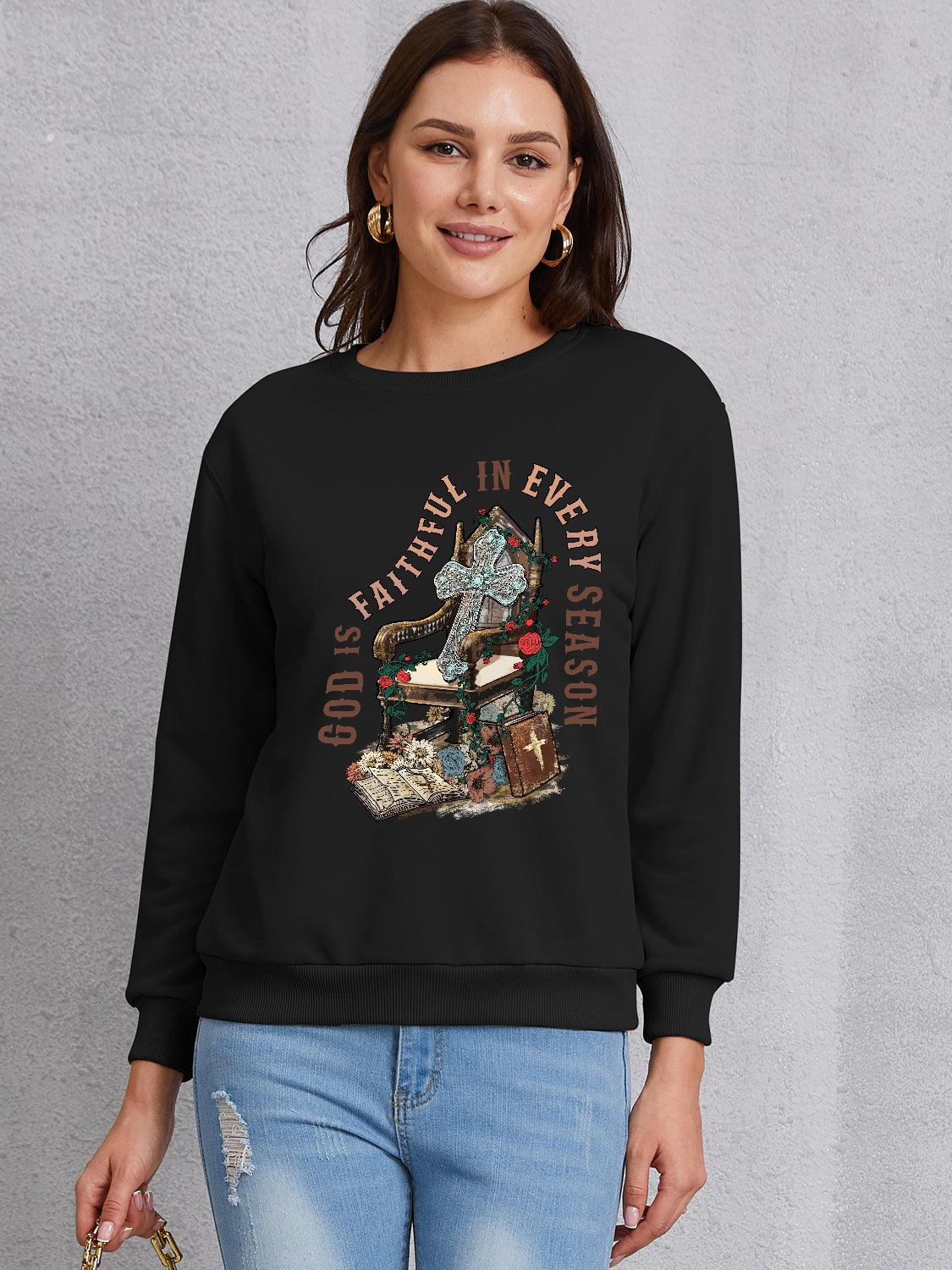 Graphic Round Neck Dropped Shoulder Sweatshirt - Immenzive