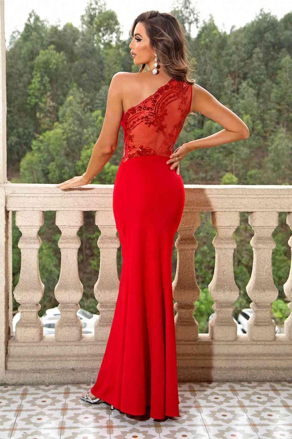 One-Shoulder Sleeveless Maxi Dress - Immenzive