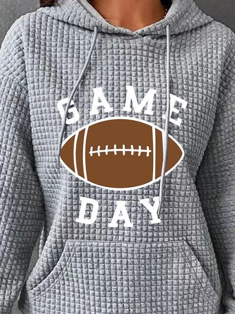Full Size GAME DAY Graphic Drawstring Hoodie - Immenzive