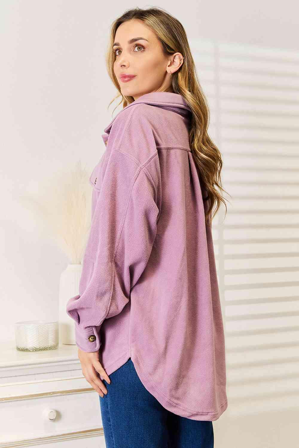 Heimish Cozy Girl Full Size Button Down Shacket - Immenzive