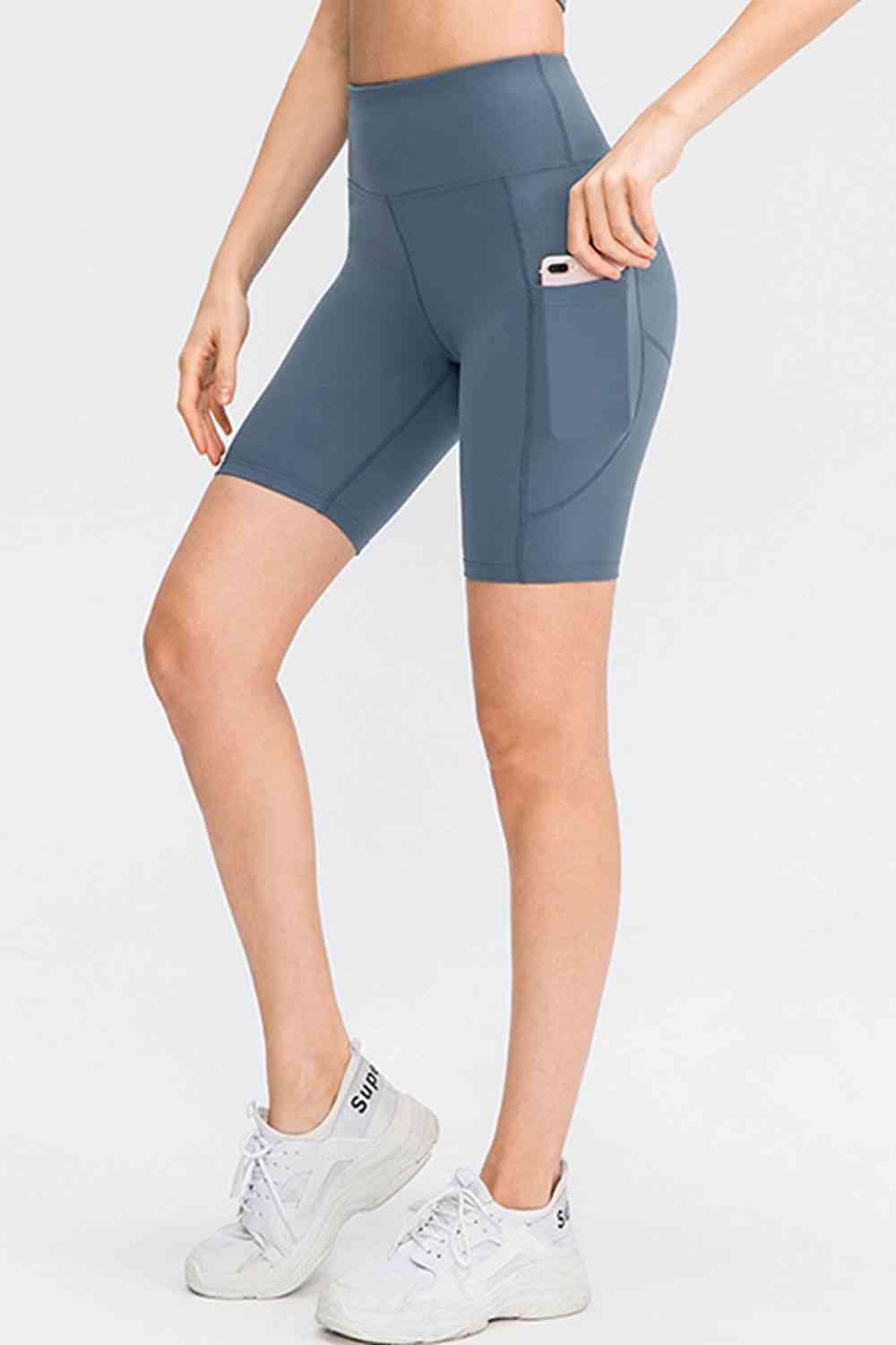 Wide Waistband Sports Shorts with Pockets - Immenzive
