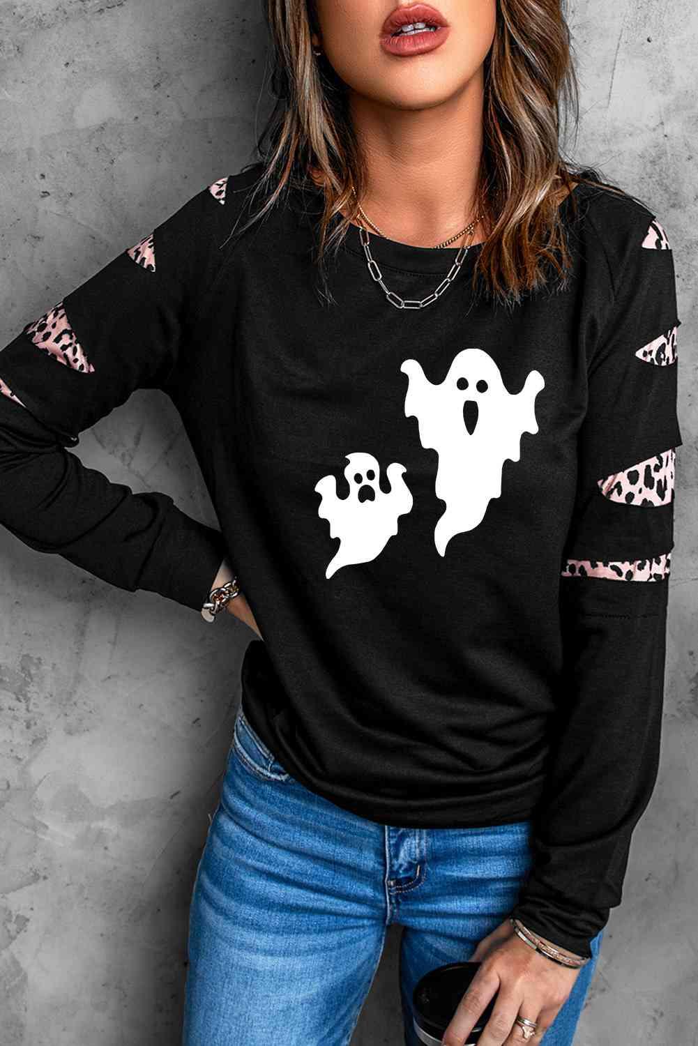 Ghost Graphic Round Neck Sweatshirt - Immenzive