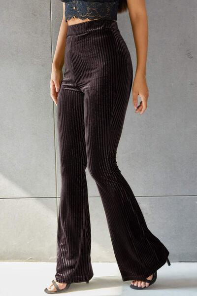Ribbed High Waist Flare Pants - Immenzive