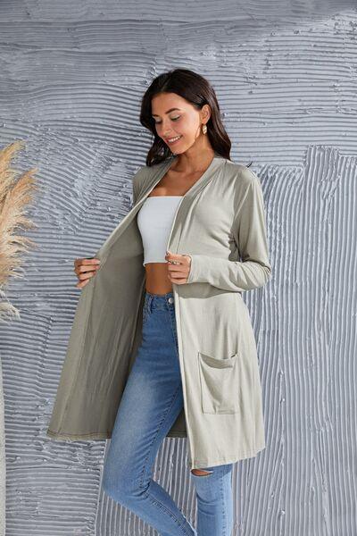 Open Front Long Sleeve Cardigan - Immenzive