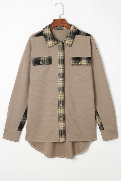 Plaid Button Down Collared Jacket - Immenzive