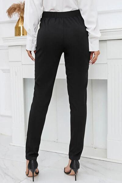 Adjustable Elastic Waist Slim Pants - Immenzive