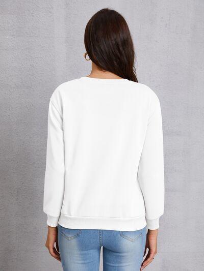 Graphic Round Neck Long Sleeve Sweatshirt - Immenzive