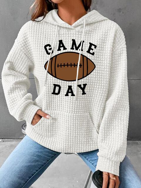 Full Size GAME DAY Graphic Drawstring Hoodie - Immenzive