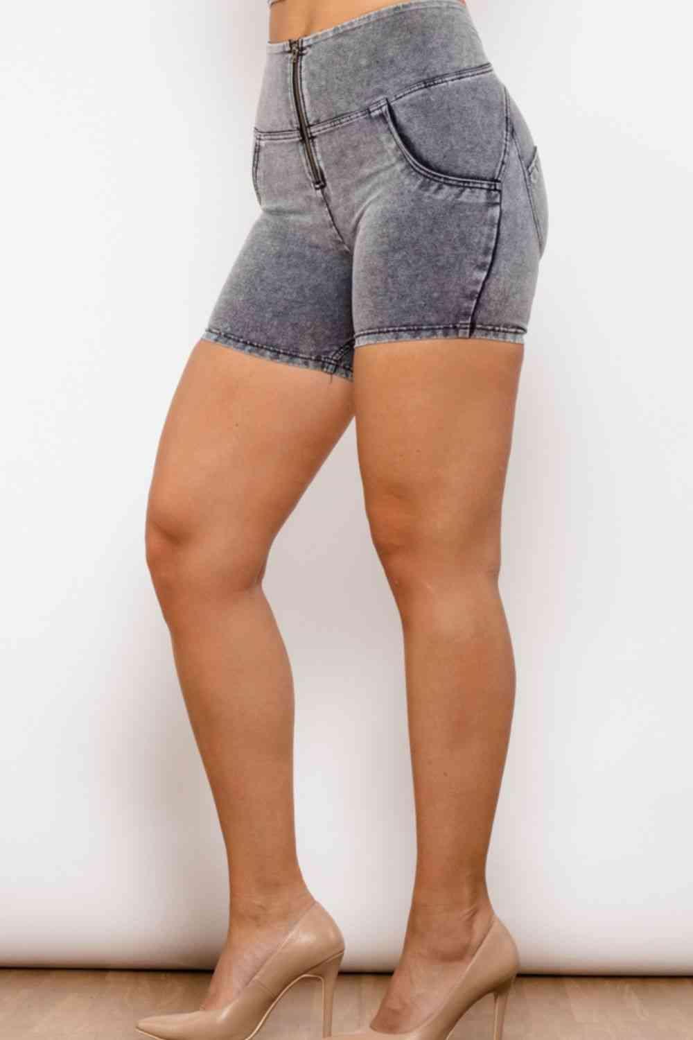Full Size Zip Closure Denim Shorts