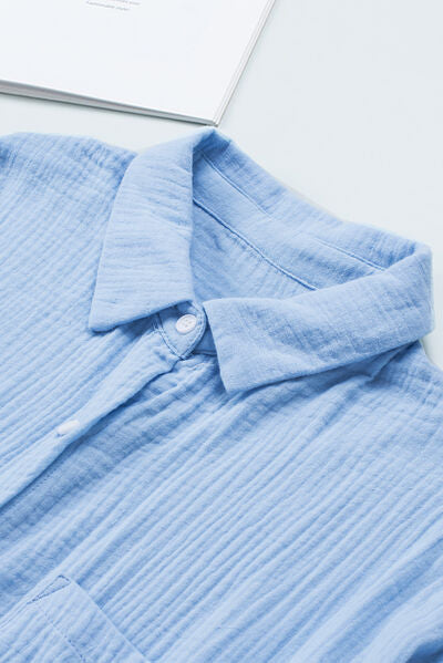 Textured Pocketed Button Up Shirt