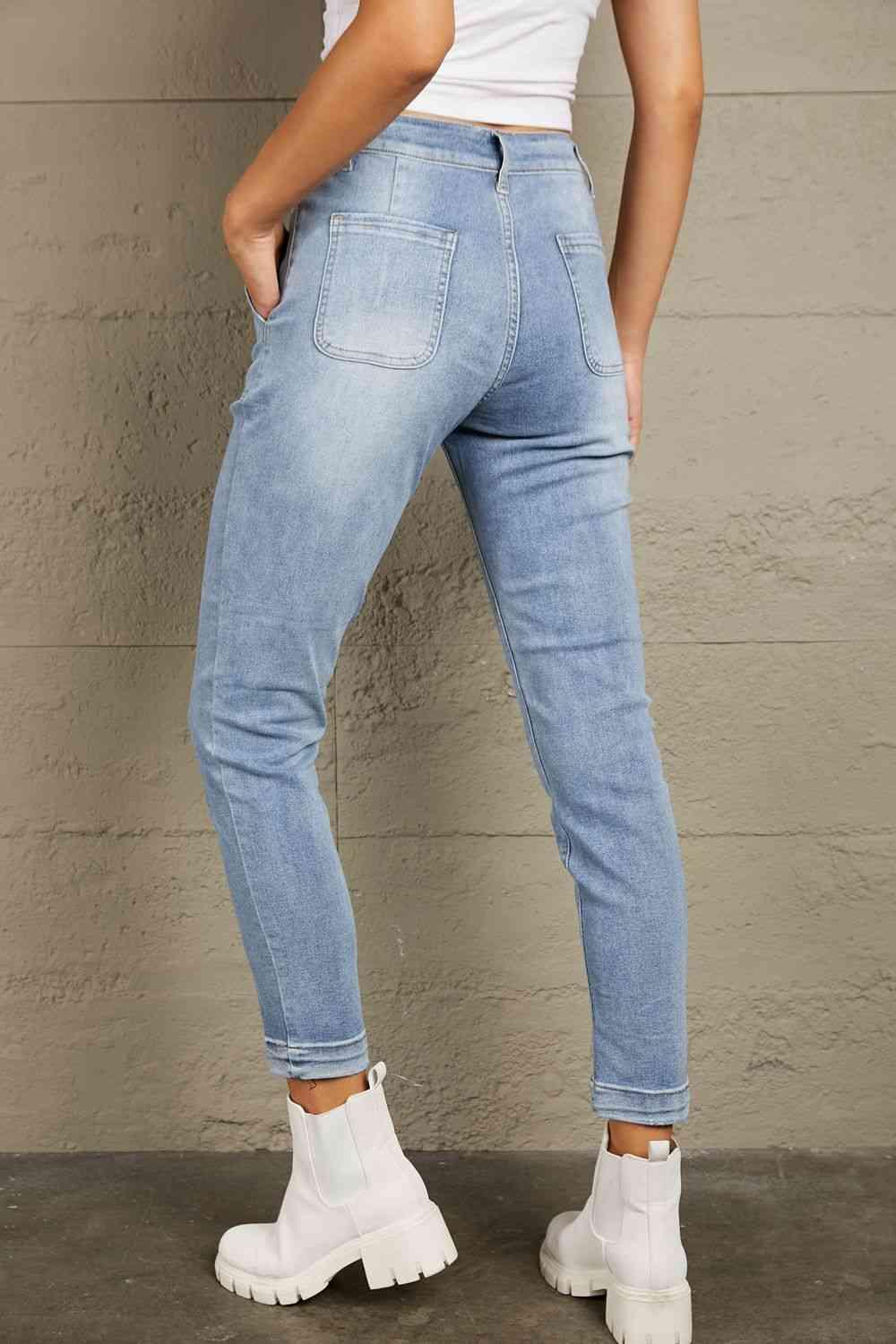 Baeful Button Fly Center Seam High Rise Jeans - Immenzive