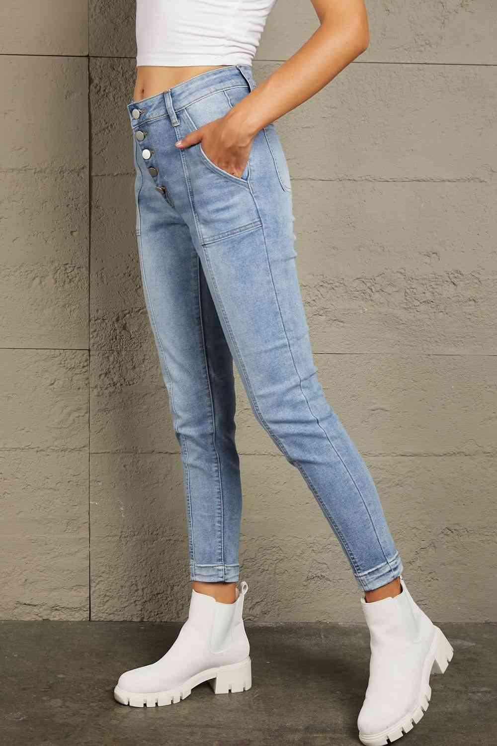 Baeful Button Fly Center Seam High Rise Jeans - Immenzive