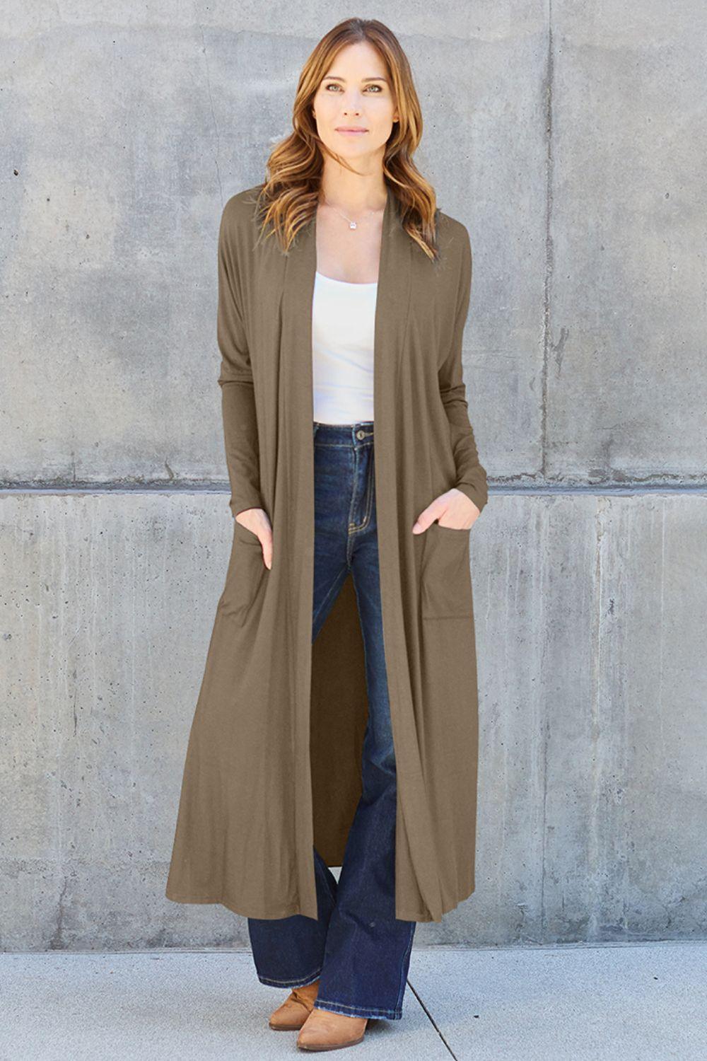 Basic Bae Full Size Open Front Long Sleeve Cover Up - Immenzive