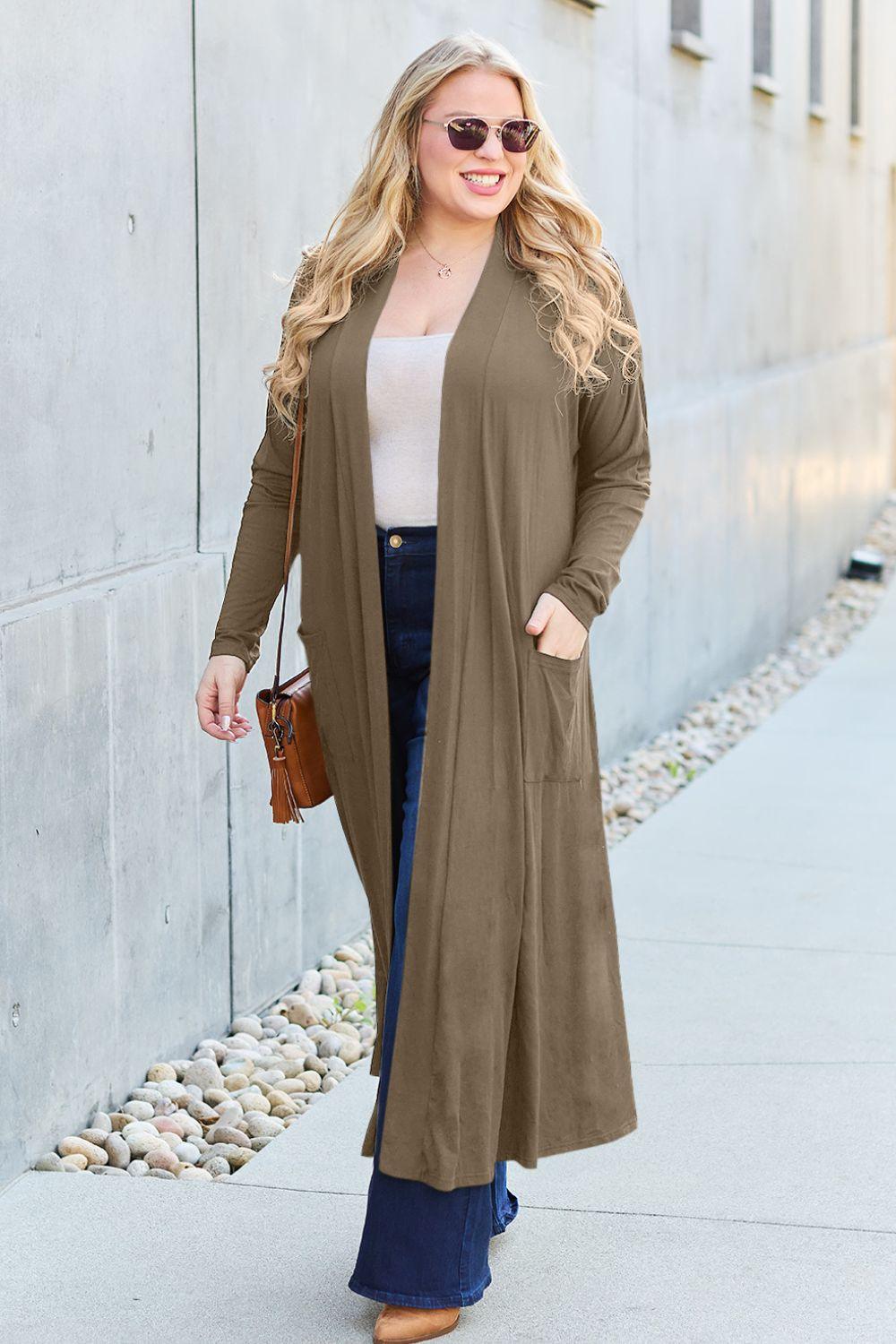 Basic Bae Full Size Open Front Long Sleeve Cover Up - Immenzive