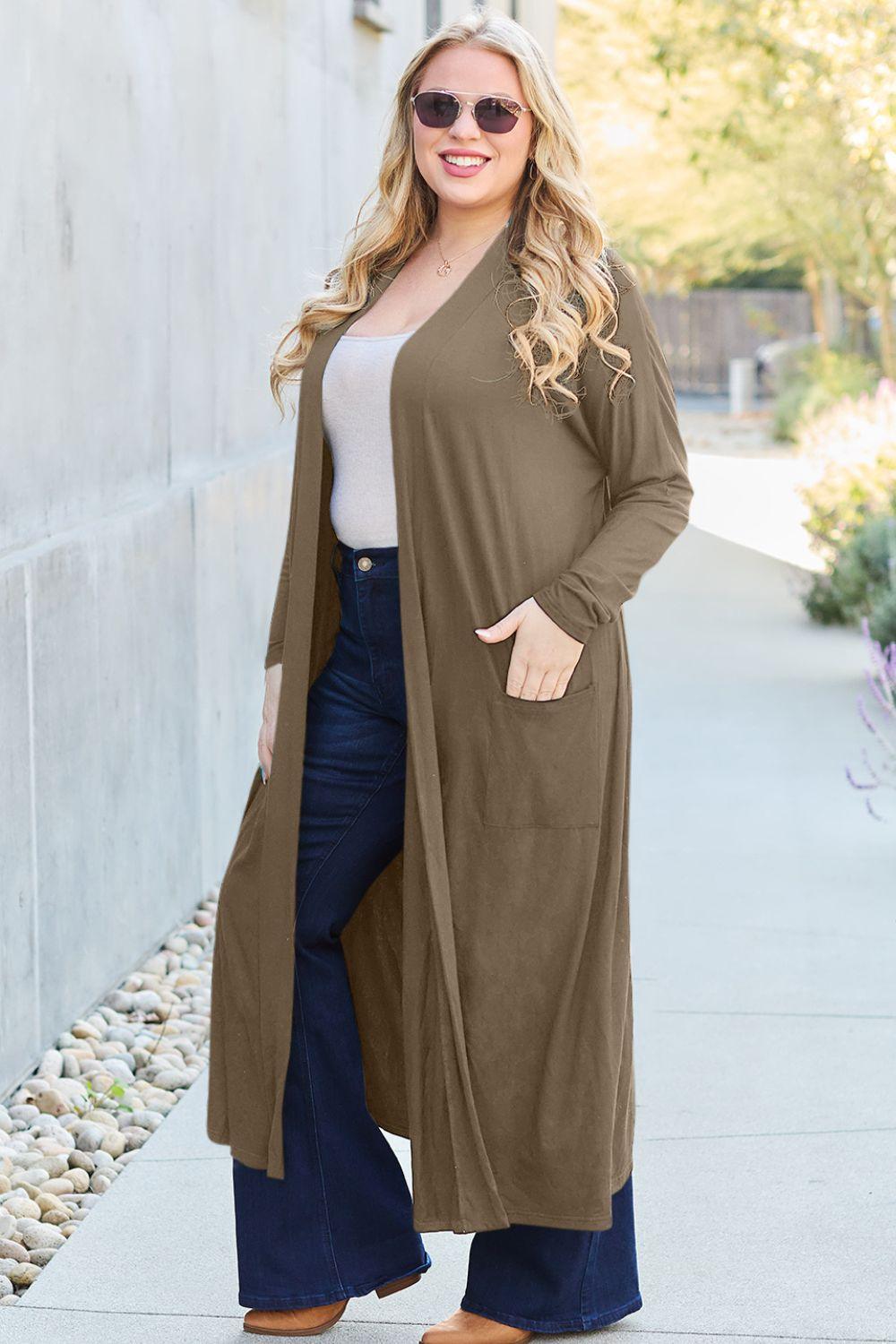 Basic Bae Full Size Open Front Long Sleeve Cover Up - Immenzive