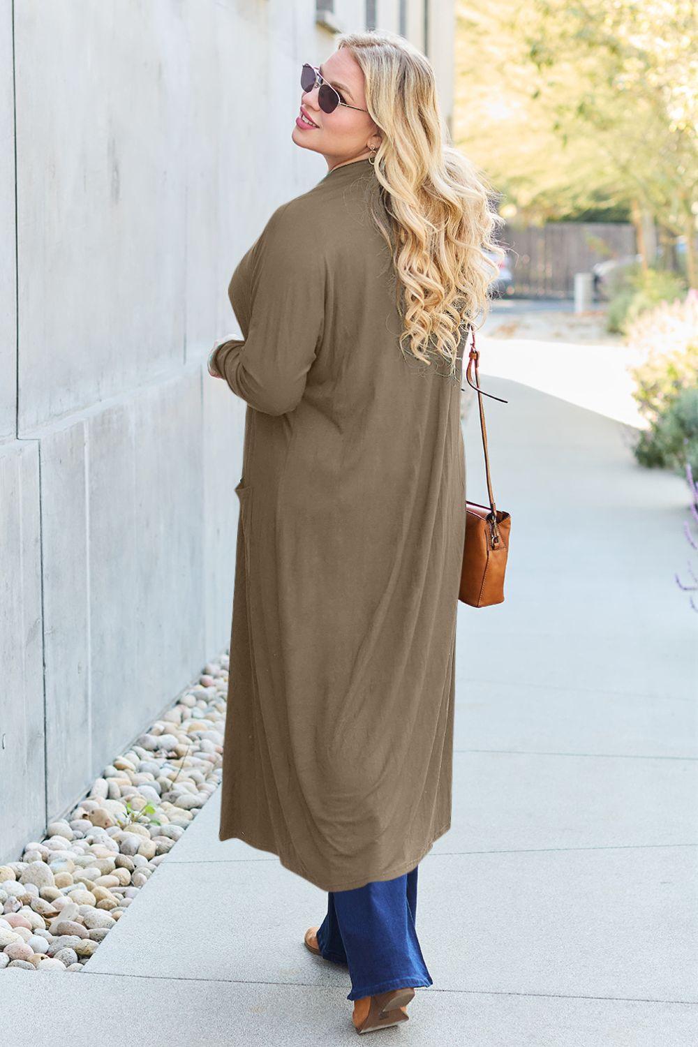 Basic Bae Full Size Open Front Long Sleeve Cover Up - Immenzive