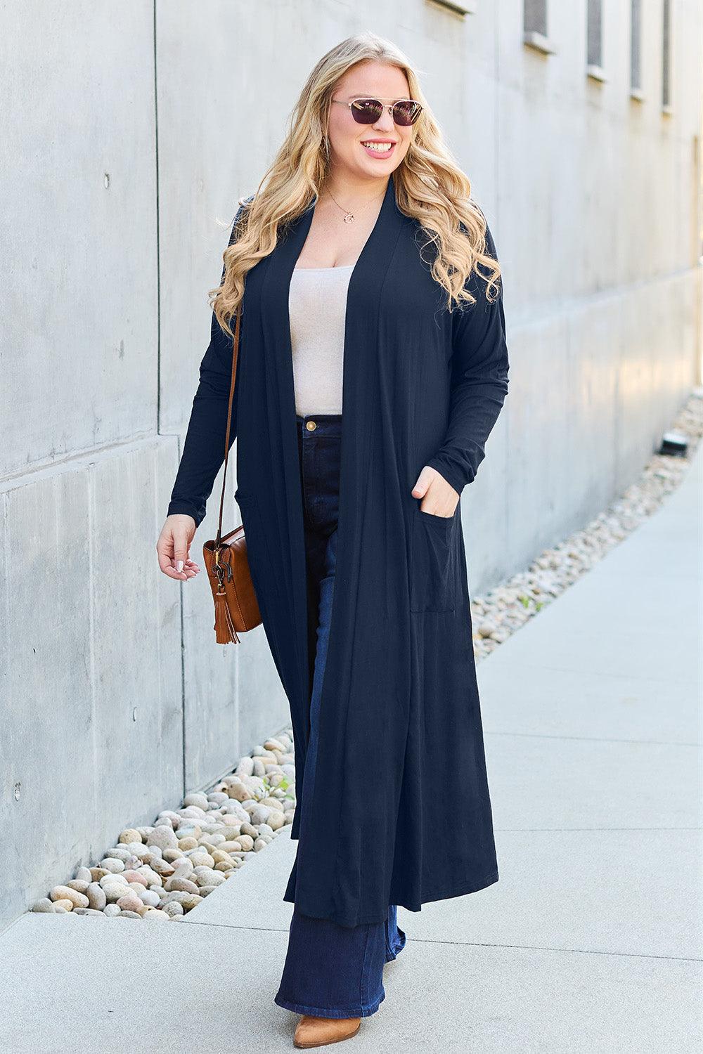 Basic Bae Full Size Open Front Long Sleeve Cover Up - Immenzive