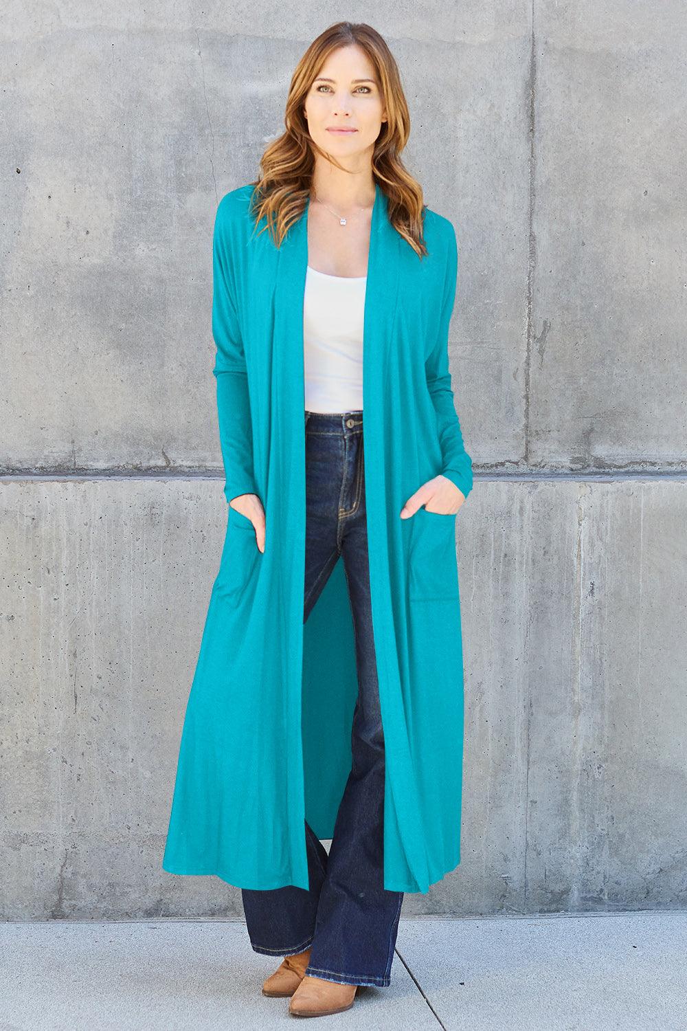 Basic Bae Full Size Open Front Long Sleeve Cover Up - Immenzive