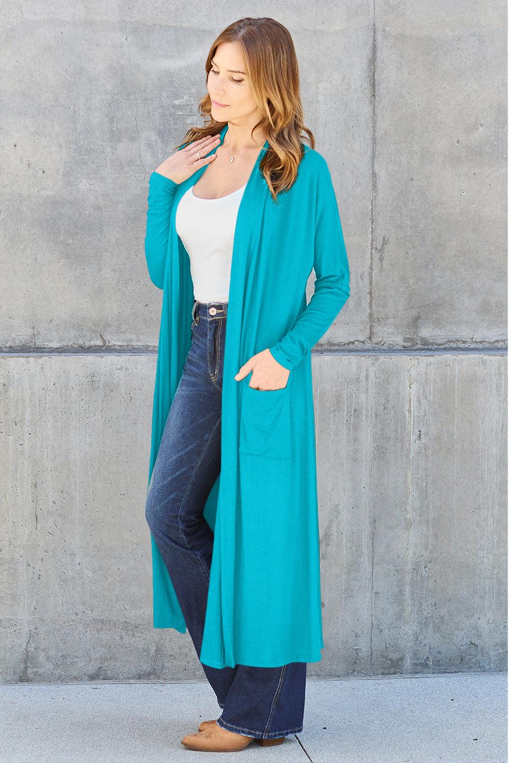 Basic Bae Full Size Open Front Long Sleeve Cover Up - Immenzive
