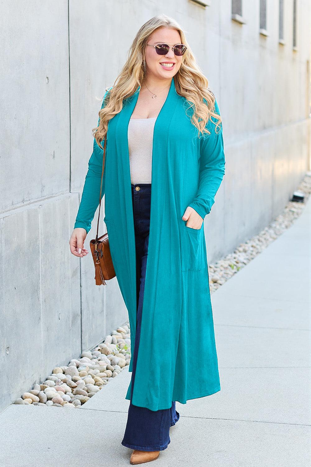 Basic Bae Full Size Open Front Long Sleeve Cover Up - Immenzive