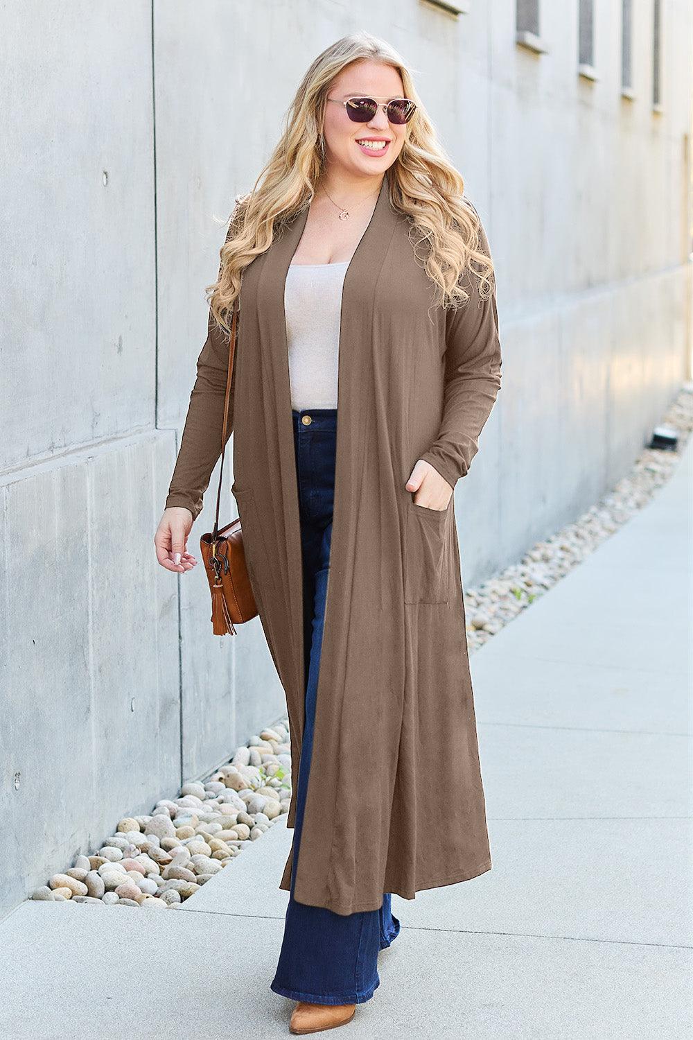 Basic Bae Full Size Open Front Long Sleeve Cover Up - Immenzive