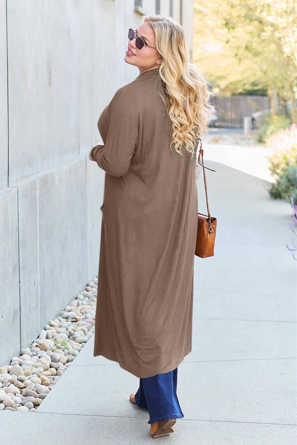 Basic Bae Full Size Open Front Long Sleeve Cover Up - Immenzive