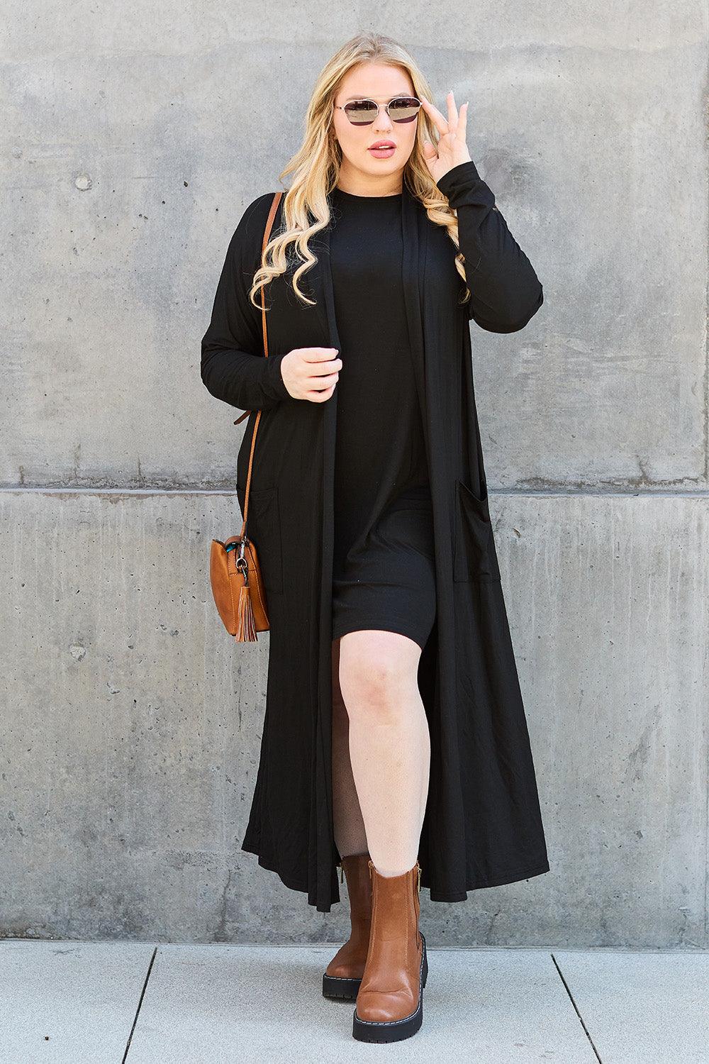 Basic Bae Full Size Open Front Long Sleeve Cover Up - Immenzive