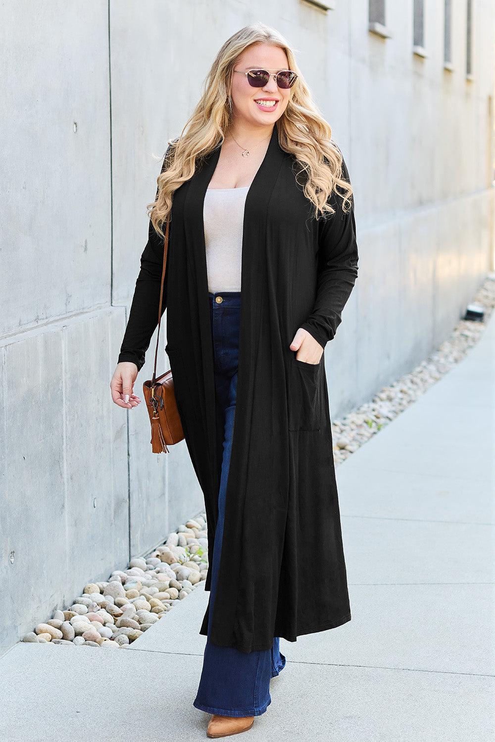 Basic Bae Full Size Open Front Long Sleeve Cover Up - Immenzive