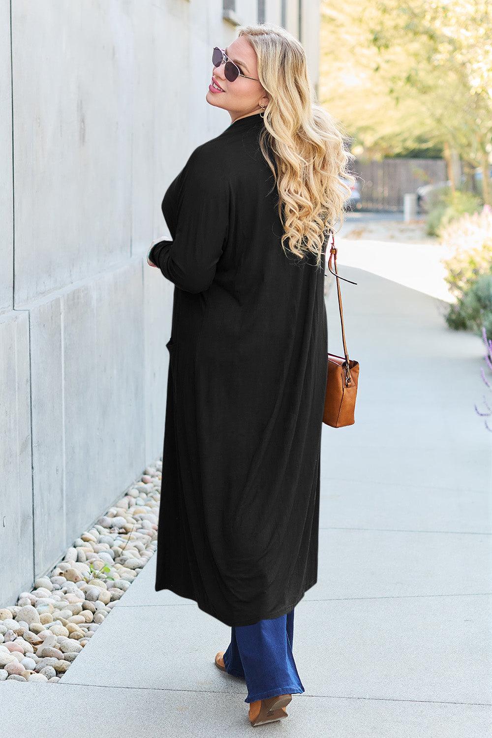 Basic Bae Full Size Open Front Long Sleeve Cover Up - Immenzive