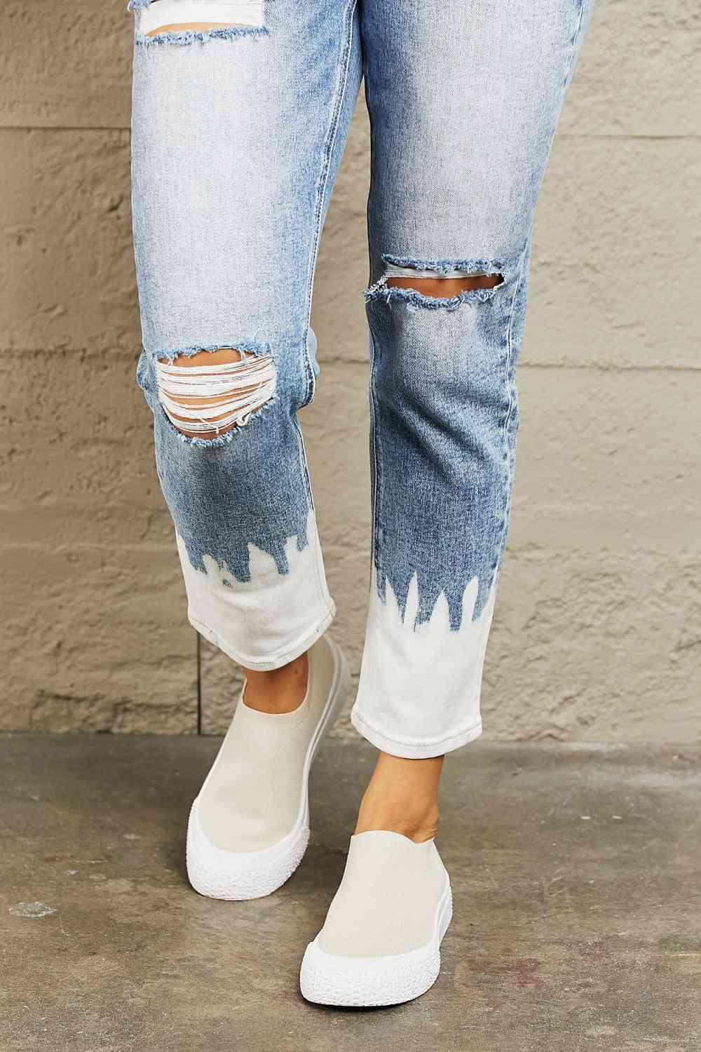 BAYEAS High Waisted Distressed Painted Cropped Skinny Jeans - Immenzive