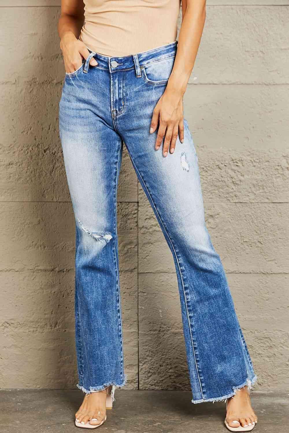 BAYEAS Izzie Mid Rise Bootcut Jeans - Immenzive
