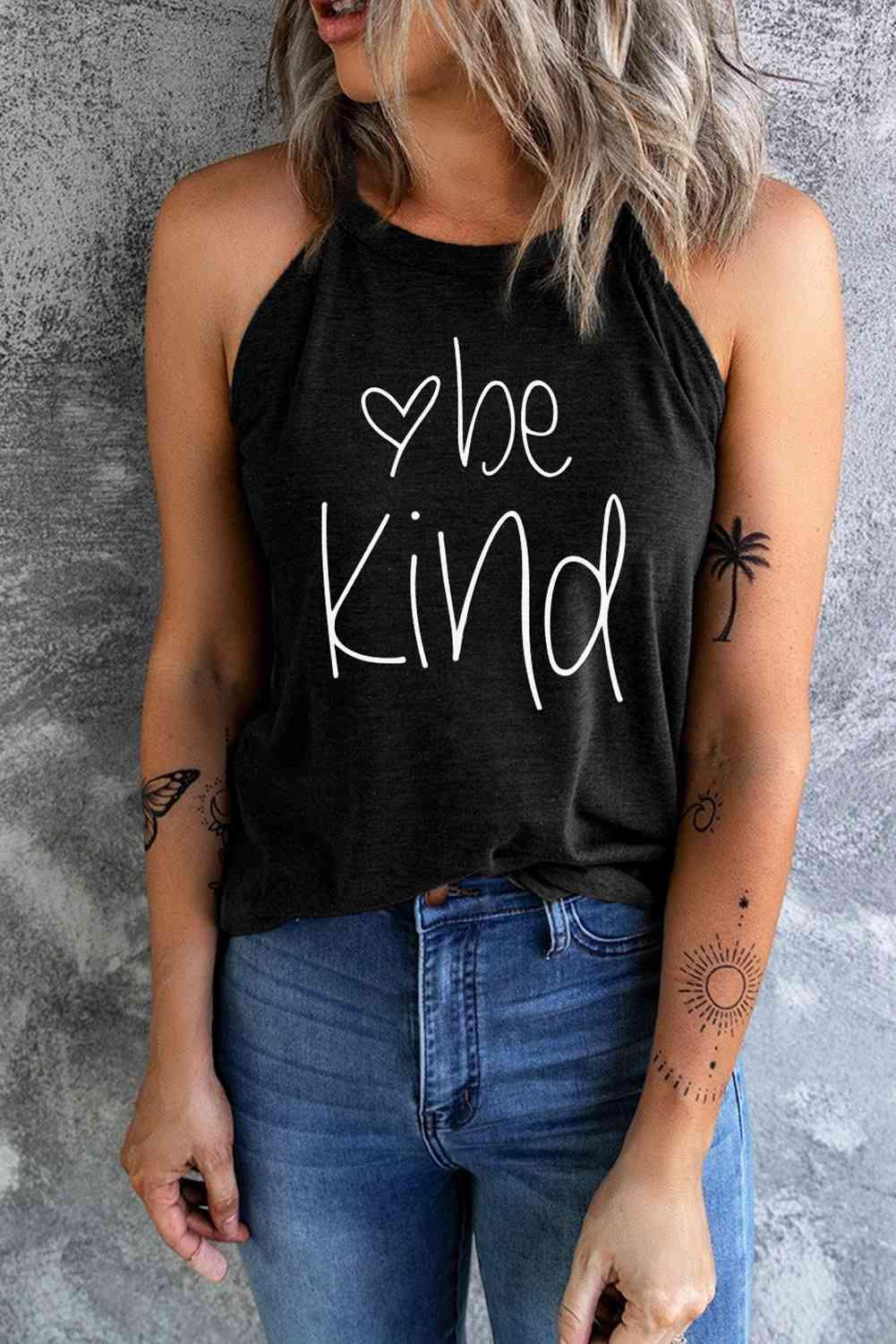 BE KIND Graphic Round Neck Tank - Immenzive