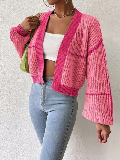 Open Front Dropped Shoulder Cardigan - Immenzive
