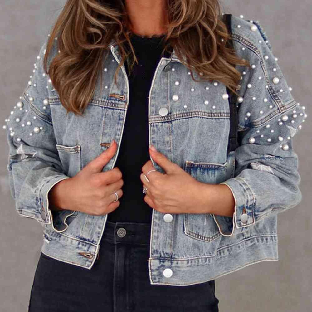 Bead Detail Denim Jacket - Immenzive