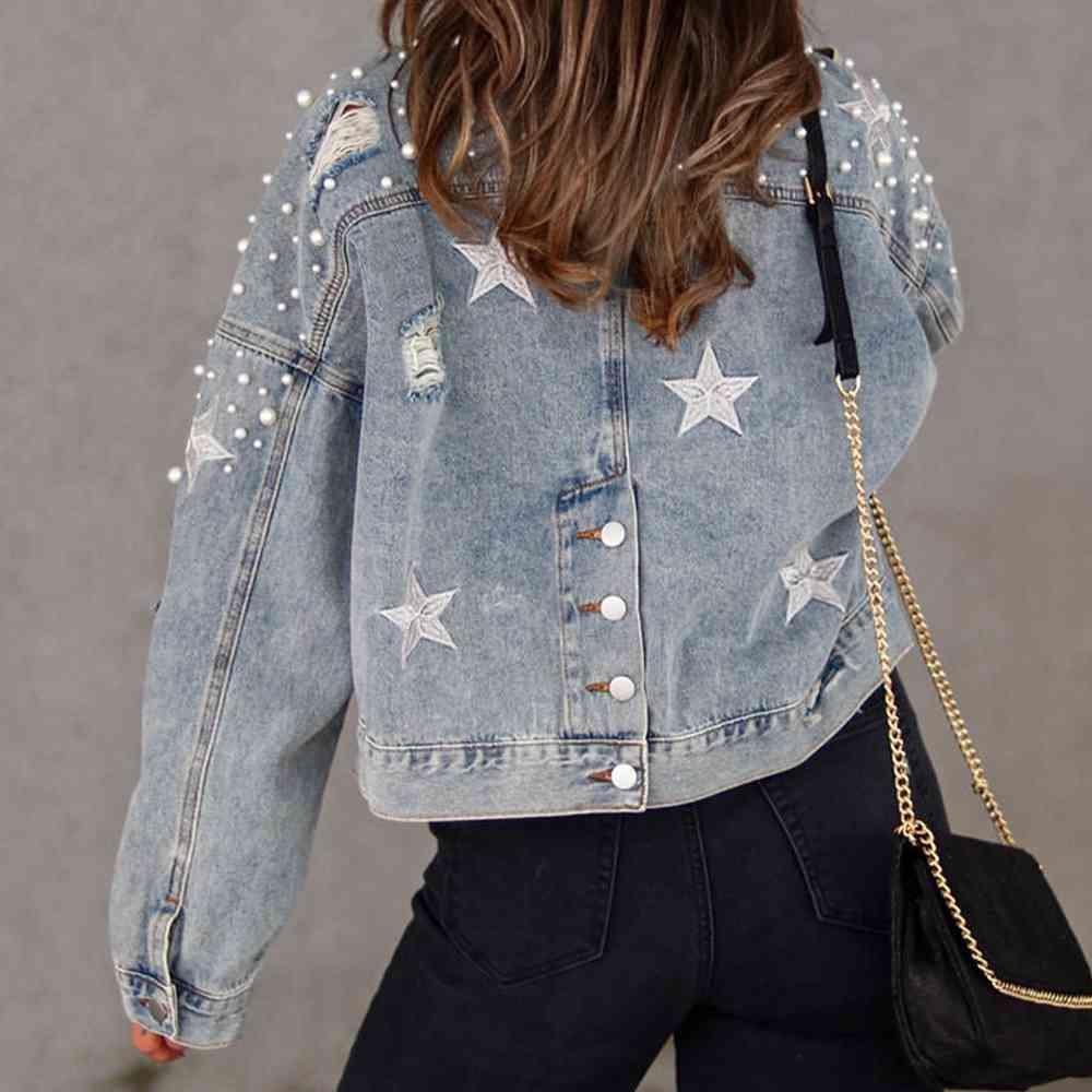 Bead Detail Denim Jacket - Immenzive