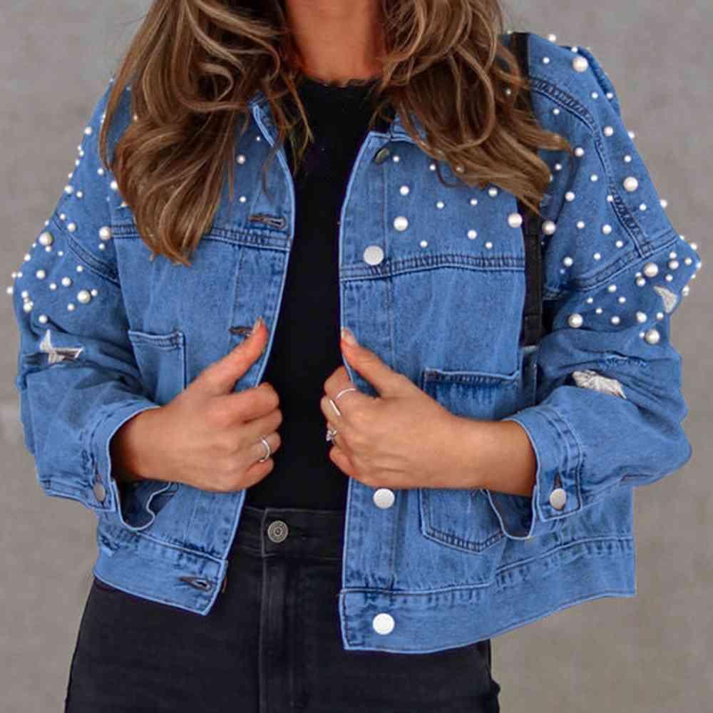 Bead Detail Denim Jacket - Immenzive