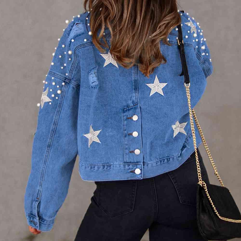 Bead Detail Denim Jacket - Immenzive
