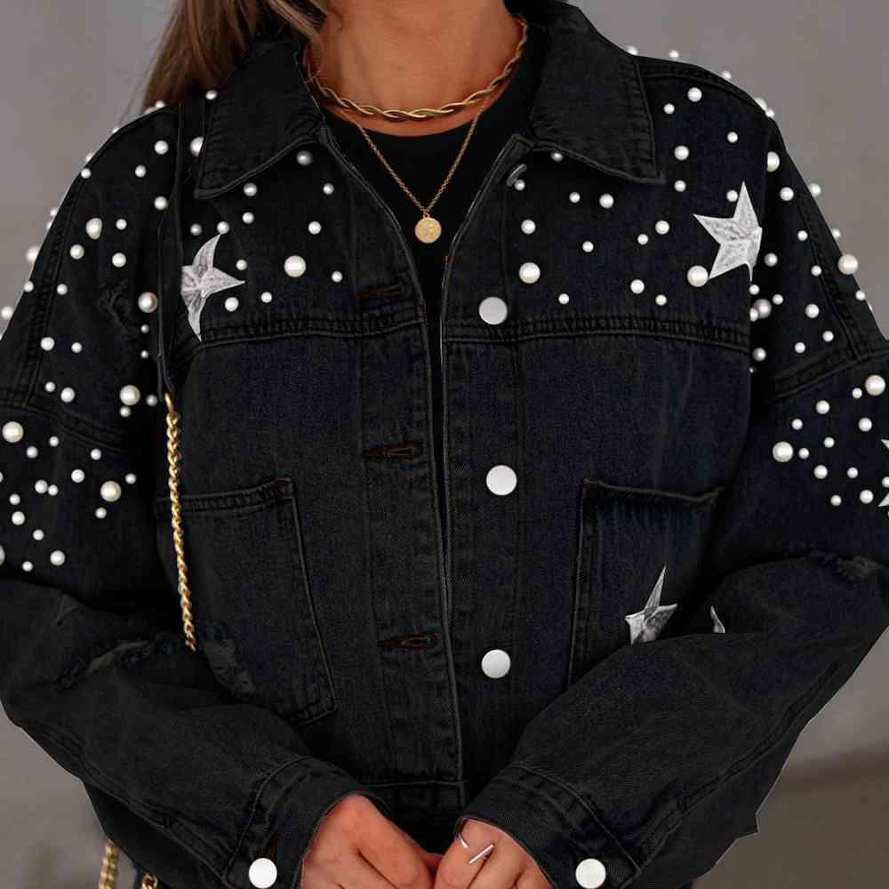 Bead Detail Denim Jacket - Immenzive