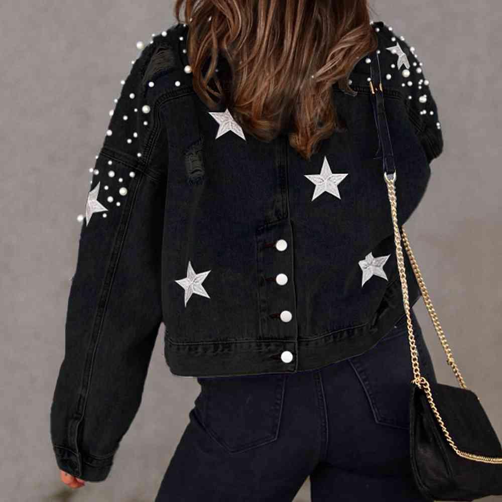 Bead Detail Denim Jacket - Immenzive