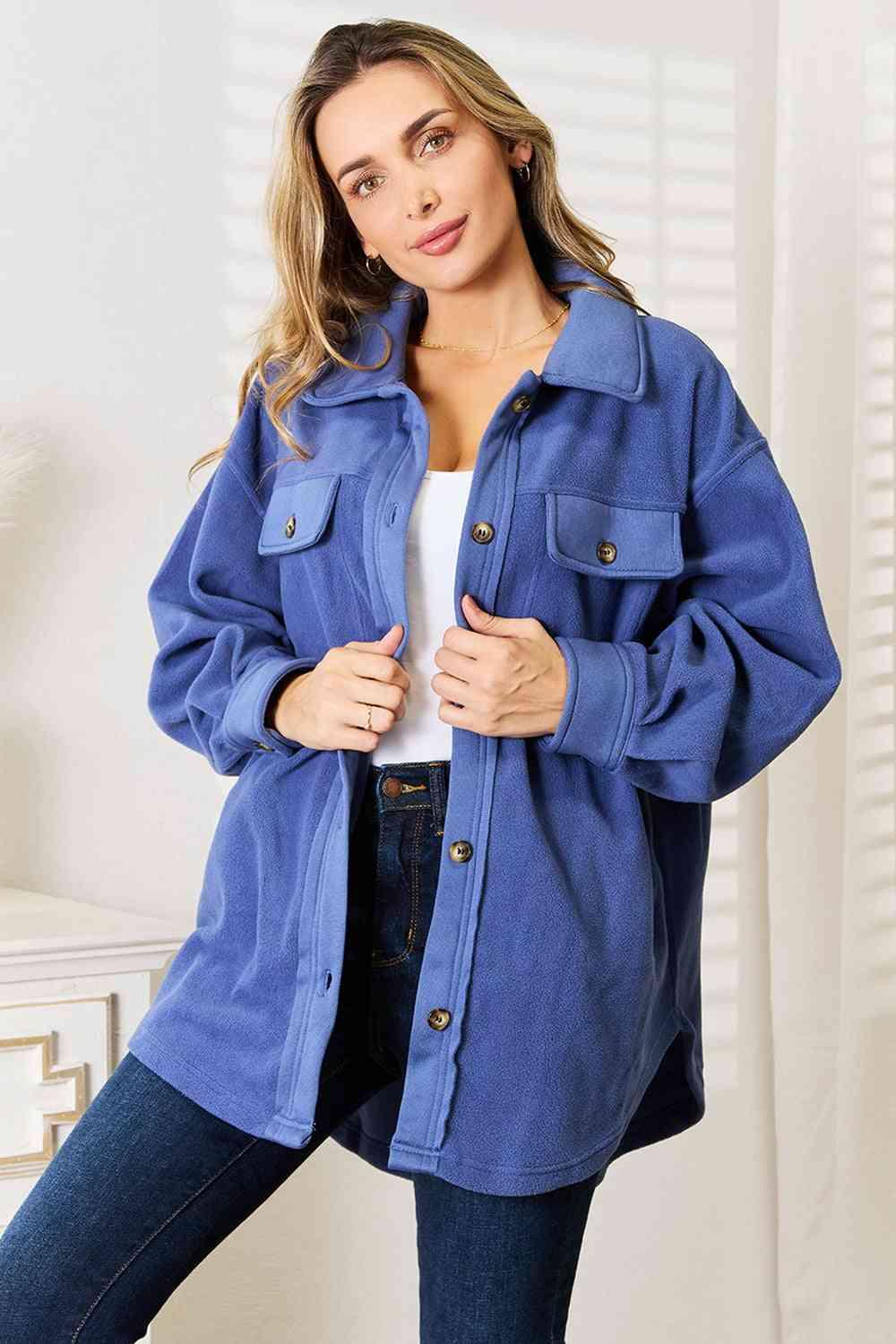 Heimish Cozy Girl Full Size Button Down Shacket - Immenzive