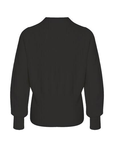 Bow Mock Neck Lantern Sleeve Sweater - Immenzive