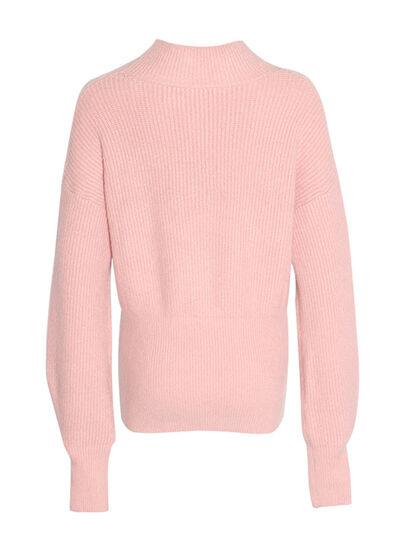 Bow Mock Neck Lantern Sleeve Sweater - Immenzive