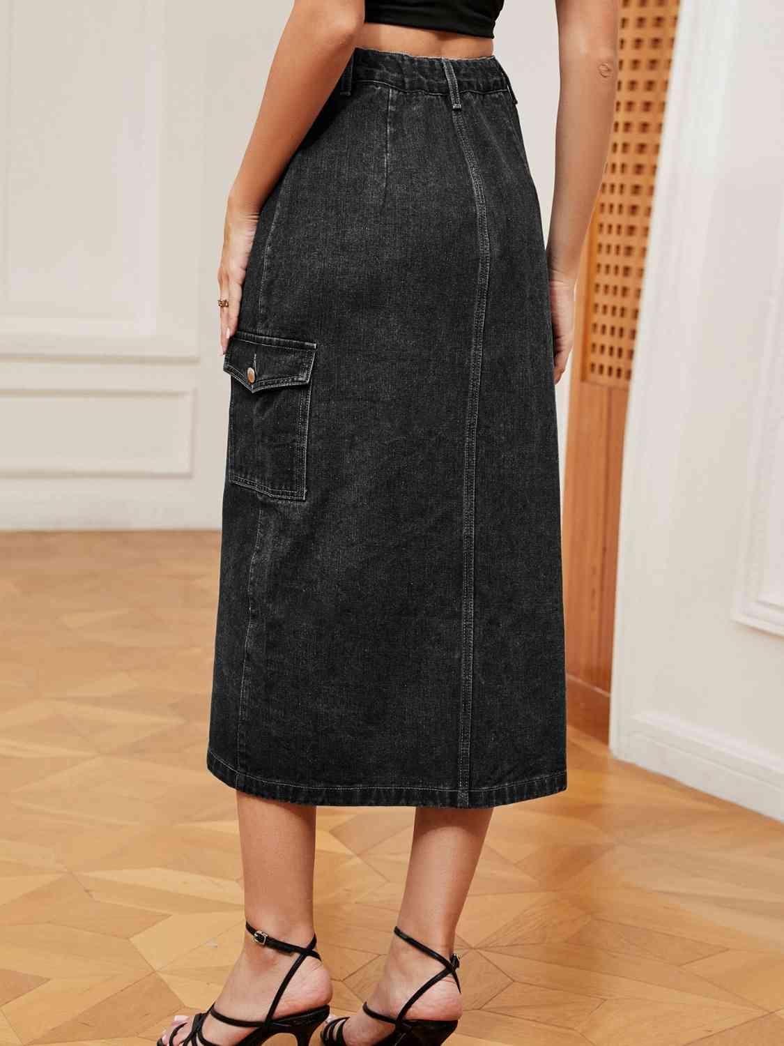 Button Down Denim Skirt - Immenzive