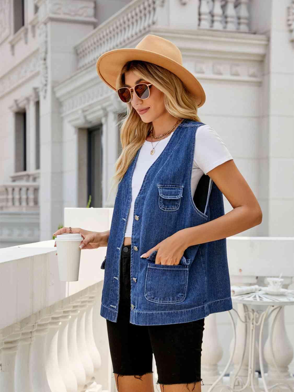 Button Down Denim Vest - Immenzive