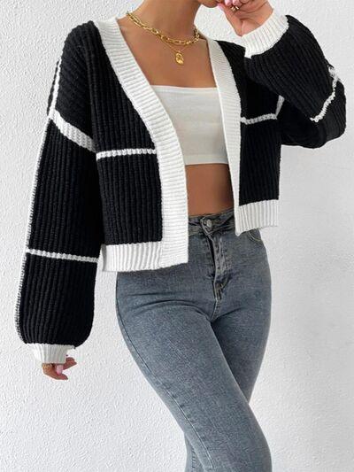 Open Front Dropped Shoulder Cardigan - Immenzive