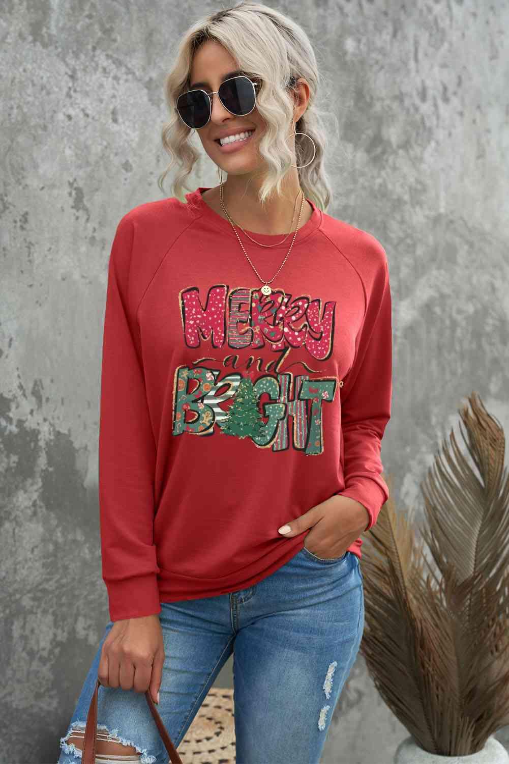 MERRY AND BRIGHT Graphic Sweatshirt - Immenzive