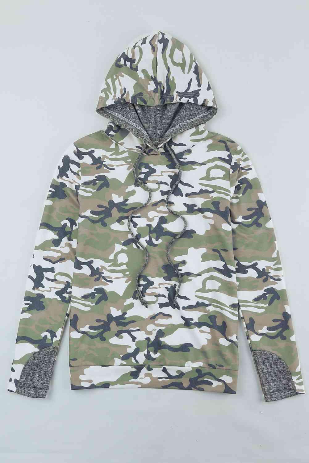 Camouflage Sequin Drawstring Hoodie - Immenzive