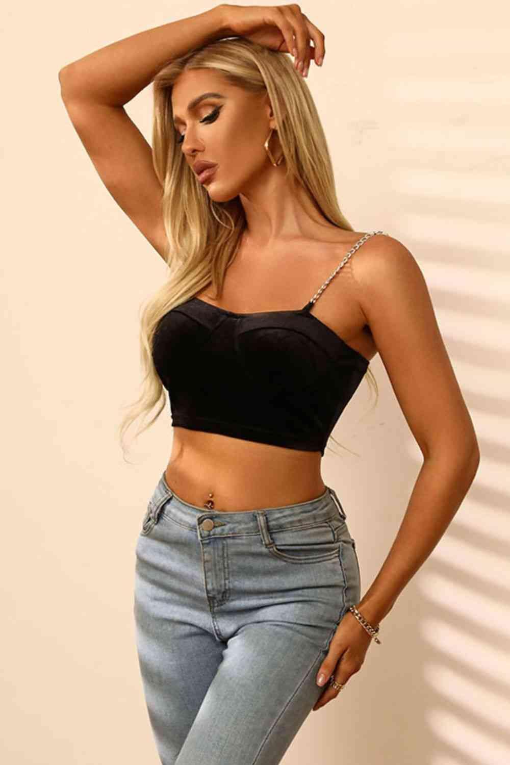 Chain Strap Cropped Cami - Immenzive