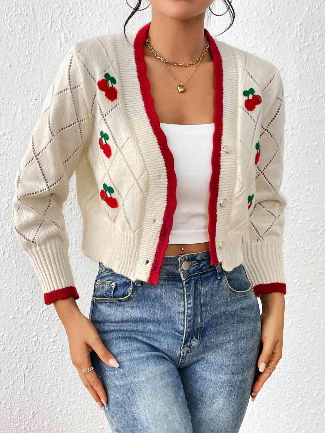 Cherry Button Down Cardigan - Immenzive